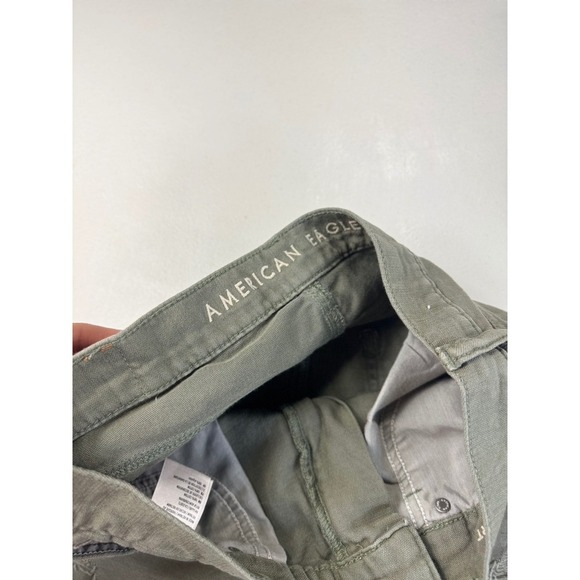 American Eagle Olive Green Distressed Denim Shorts High Waisted Size 2 - Picture 5 of 10